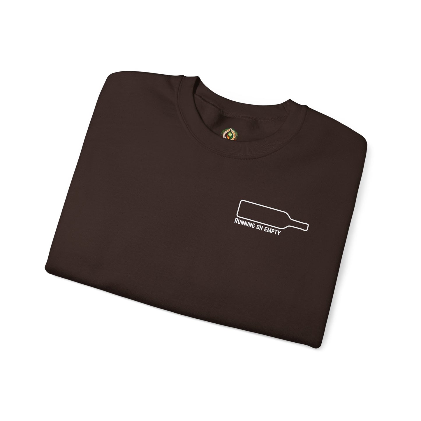 "Running on Empty" Unisex Crewneck Sweatshirt (Dark Humor Edition)