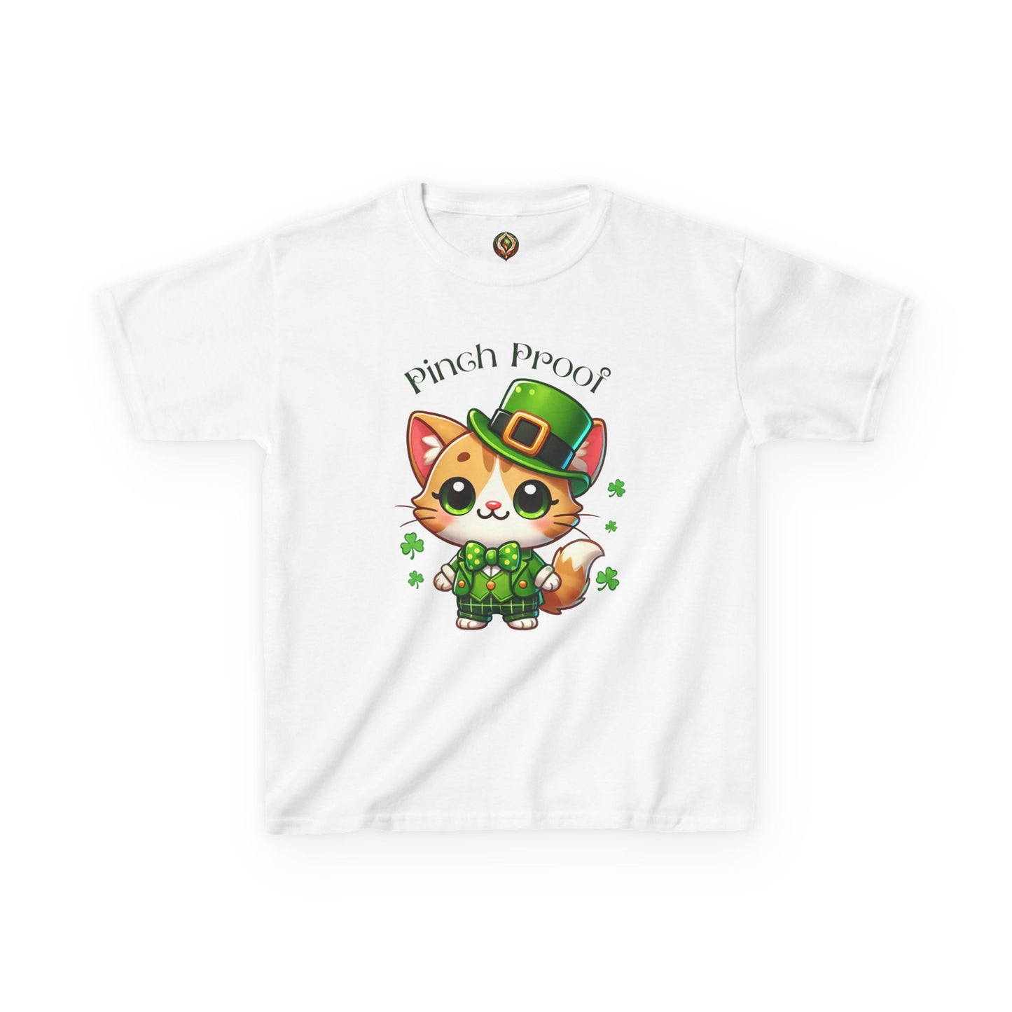 Pinch Proof Youth Heavy Cotton Tee – St. Patrick’s Day Lucky Cat 🍀😺