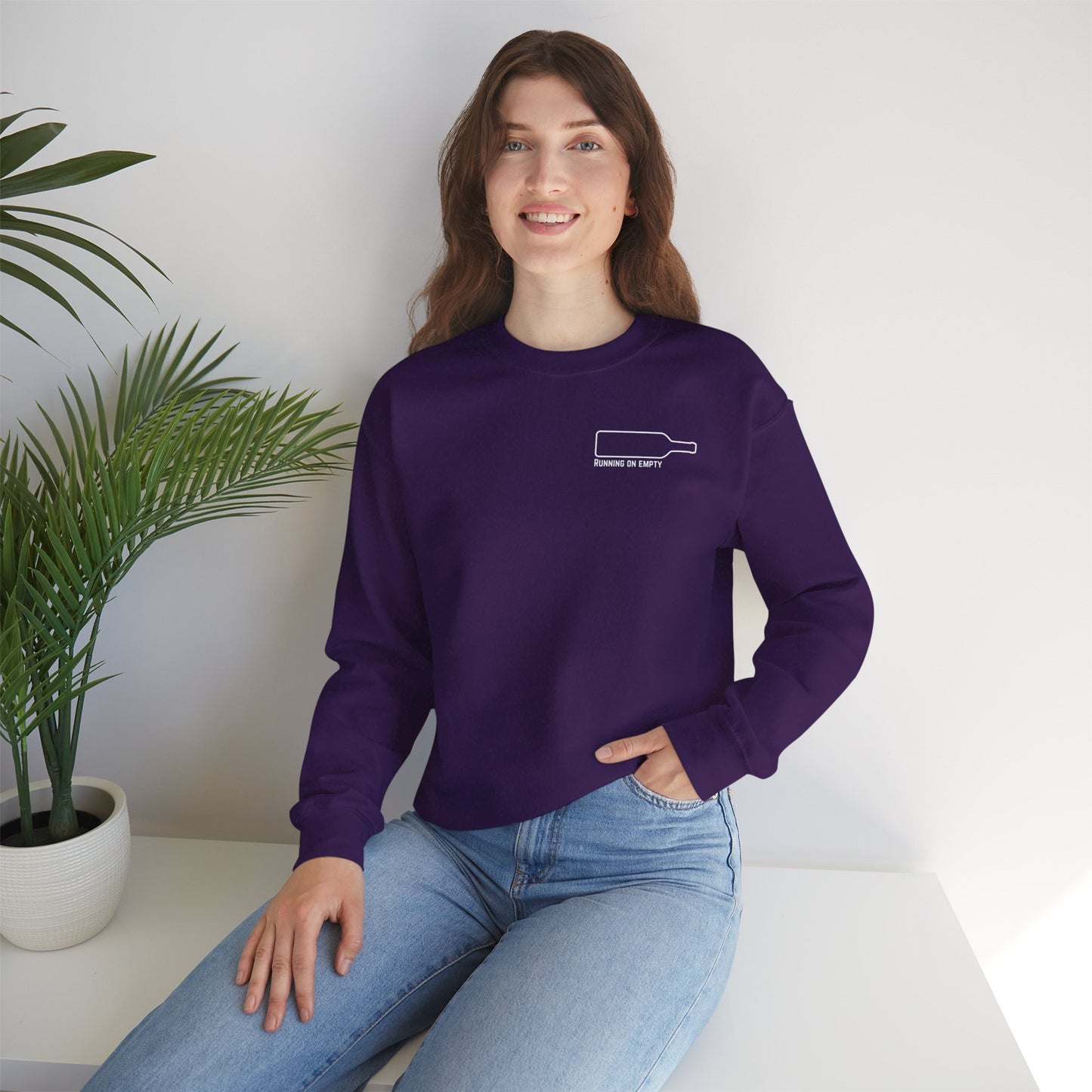 "Running on Empty" Unisex Crewneck Sweatshirt (Dark Humor Edition)
