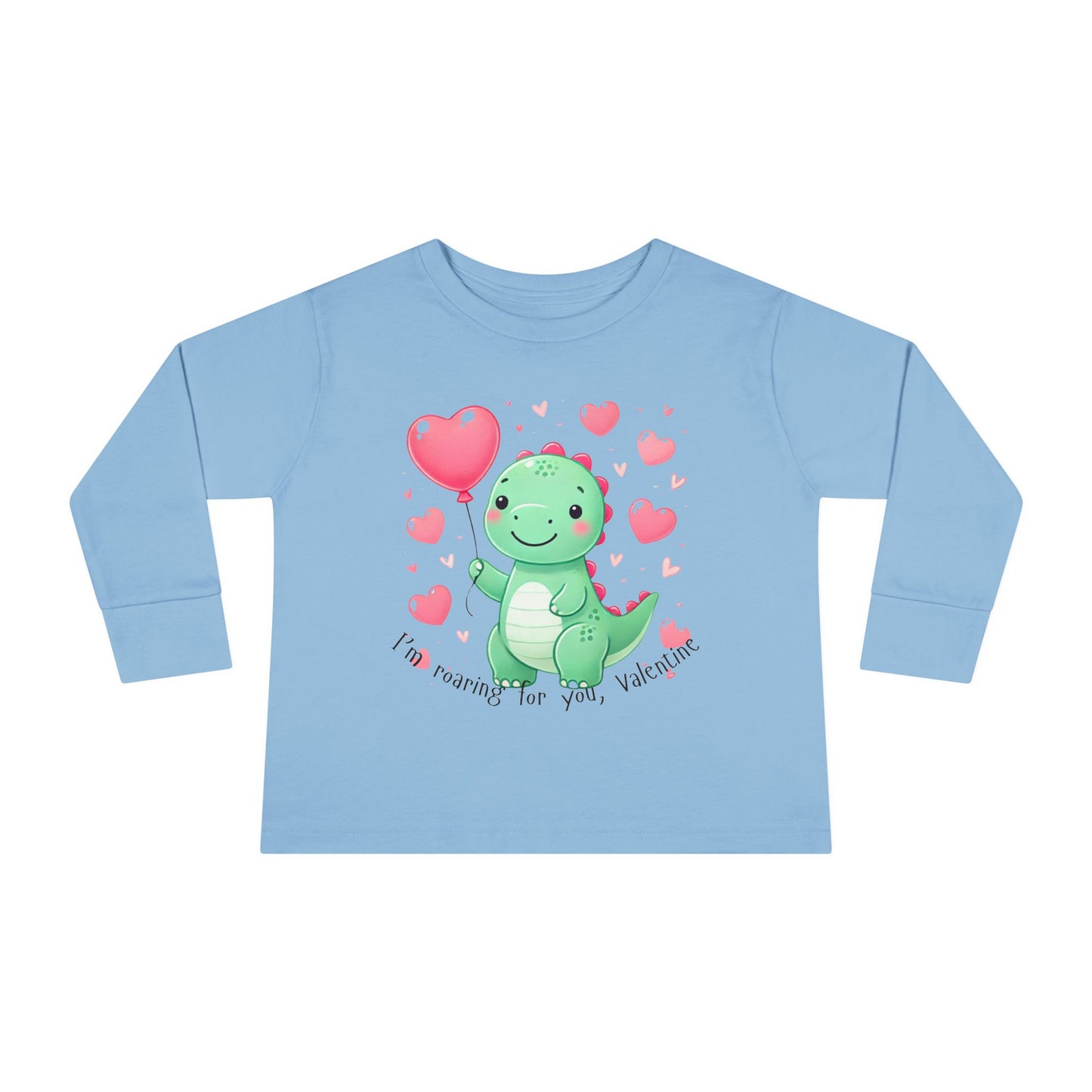 "I'm Roaring for You, Valentine" Toddler Long Sleeve Tee
