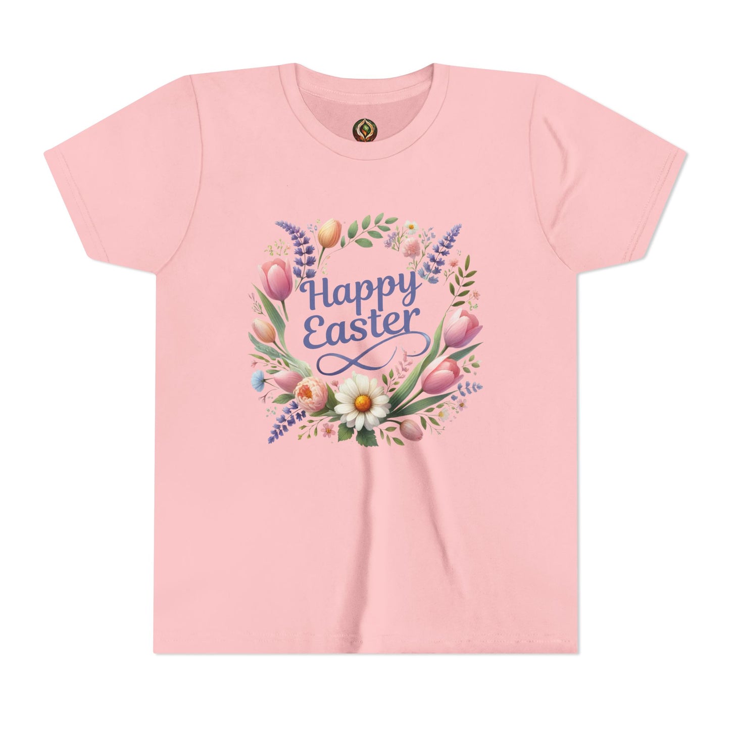 “Happy Easter” – Youth Floral Wreath Tee 🌼👕