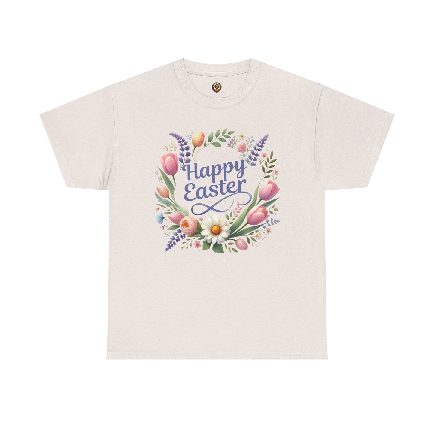 “Happy Easter” – Floral Wreath Unisex Tee 🌸🌿
