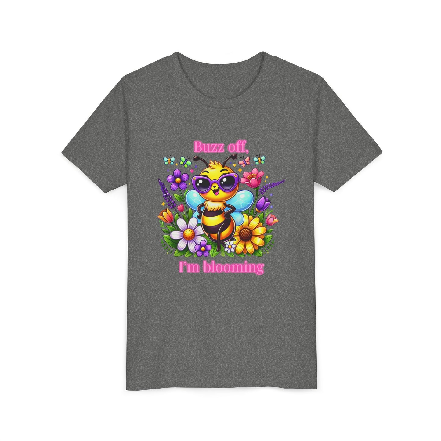 Buzz Off, I’m Blooming–Youth Short Sleeve Tee