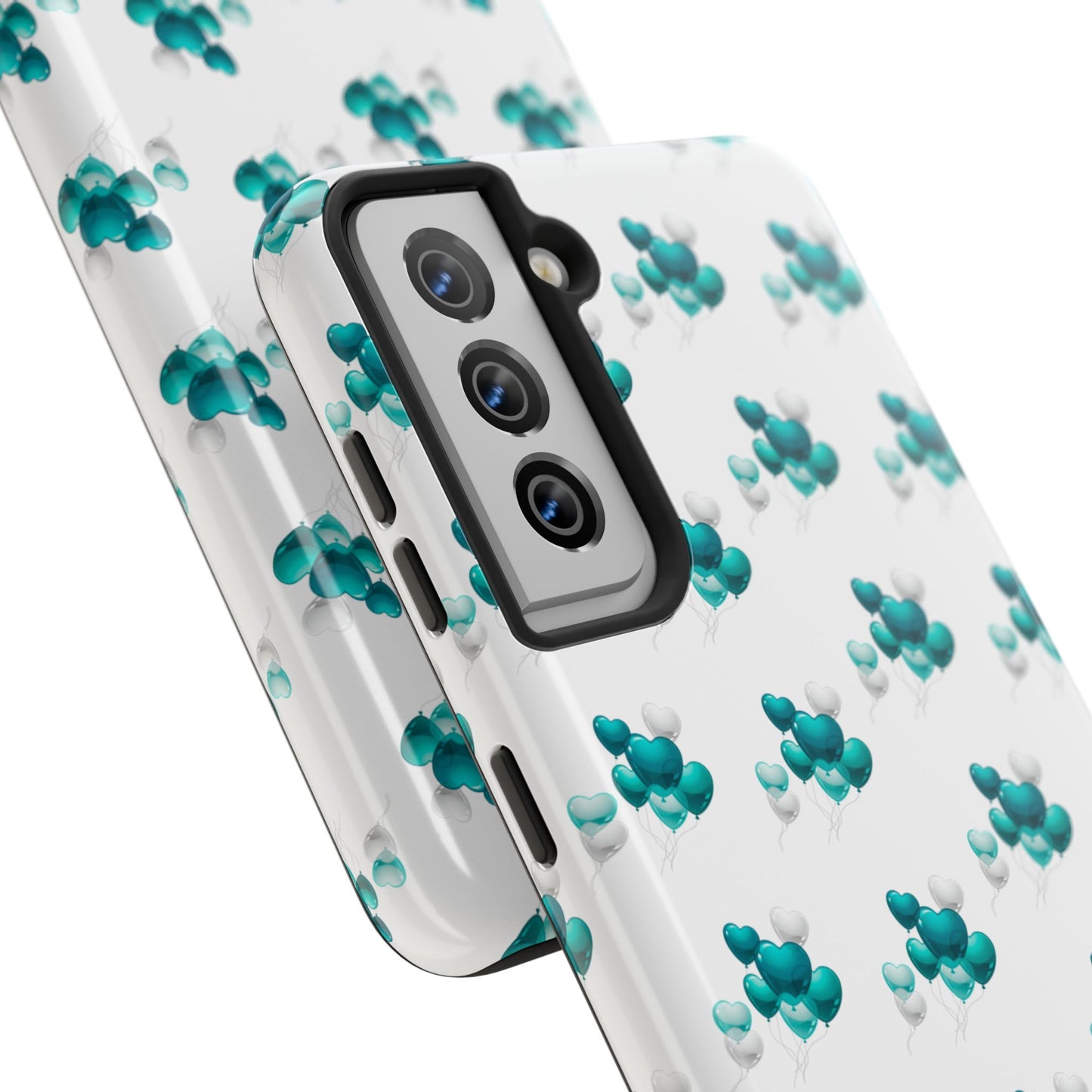 "Teal Heart Balloons" Tough Phone Case