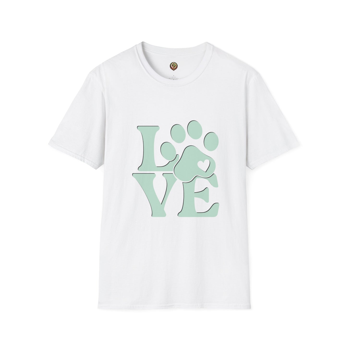 LOVE Paw Print Unisex T-Shirt – Mint & White Edition