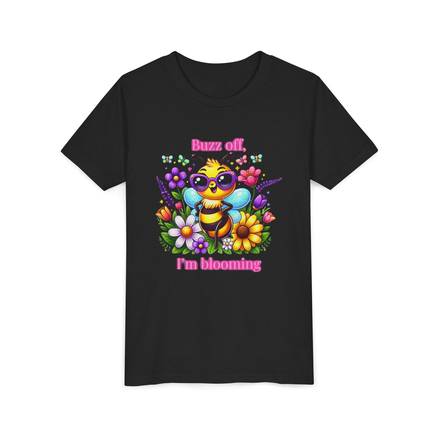Buzz Off, I’m Blooming–Youth Short Sleeve Tee