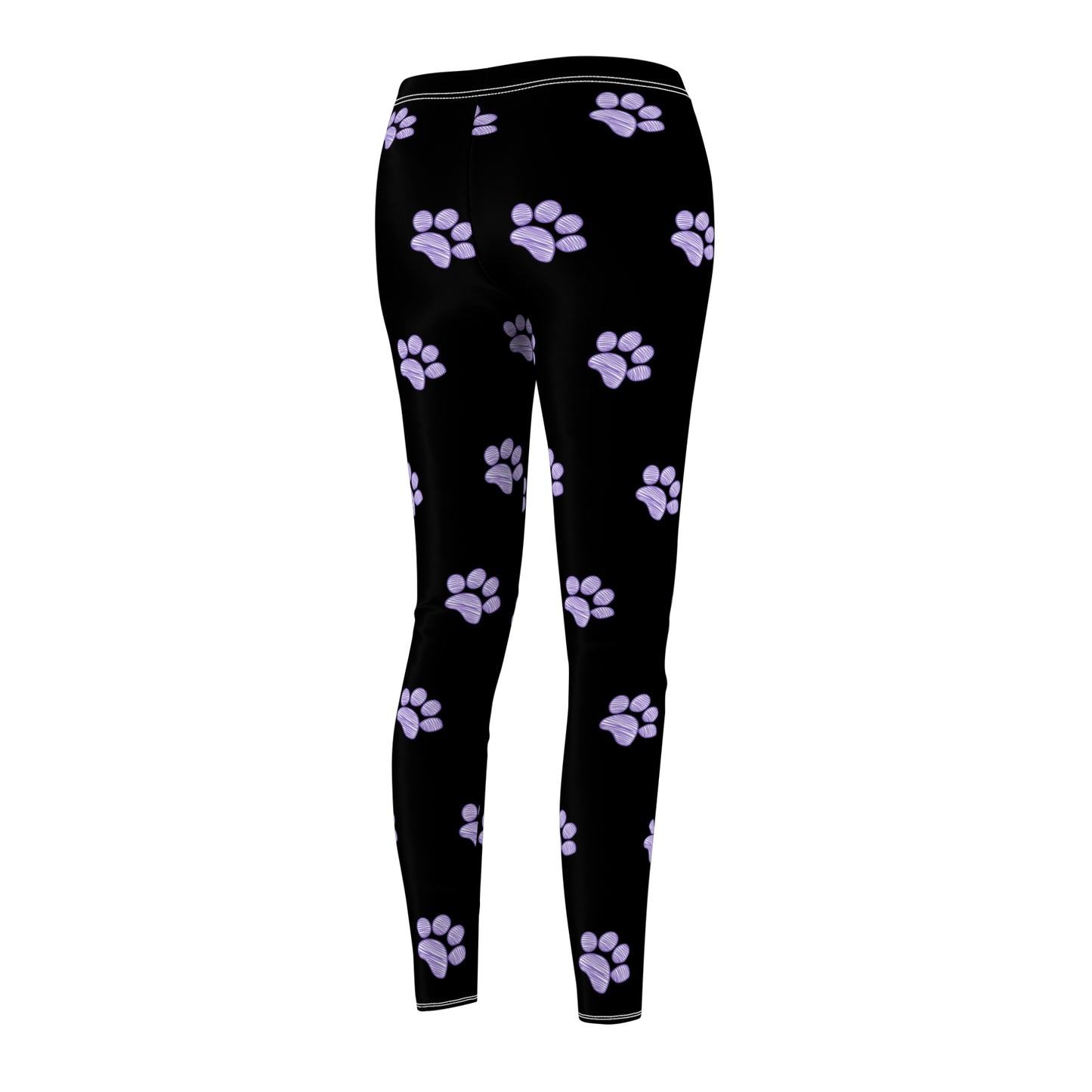 Paw-sitively Perfect Leggings – Black & Lavender Paw Print