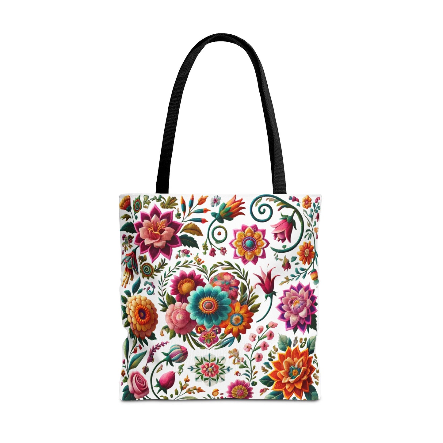 Vibrant Blooms Floral Embroidered-Style Tote Bag ๐ธ ๐ฟ