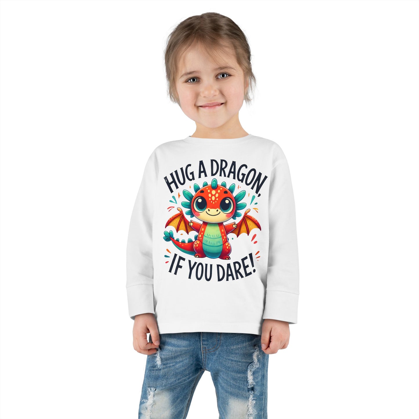 Hug a Dragon… If You Dare! 🐉🔥 Toddler Long Sleeve Tee