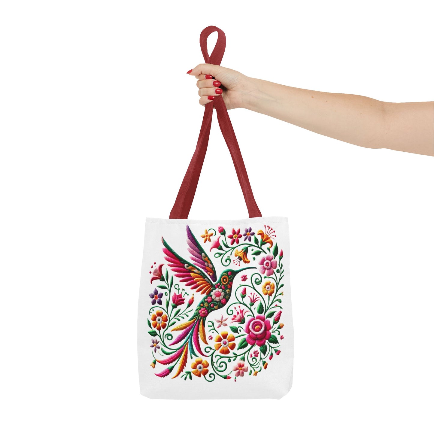 Hummingbird & Floral Embroidered-Style Tote Bag 🌸✨