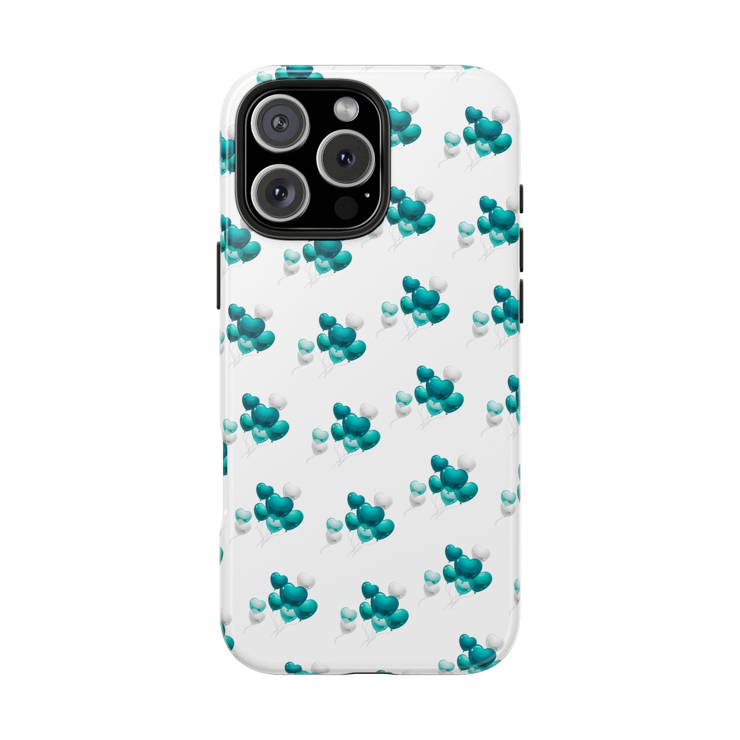 "Teal Heart Balloons" Tough Phone Case