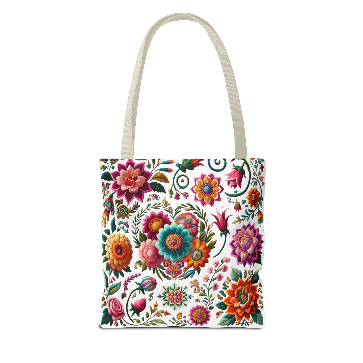 Vibrant Blooms Floral Embroidered-Style Tote Bag ๐ธ ๐ฟ