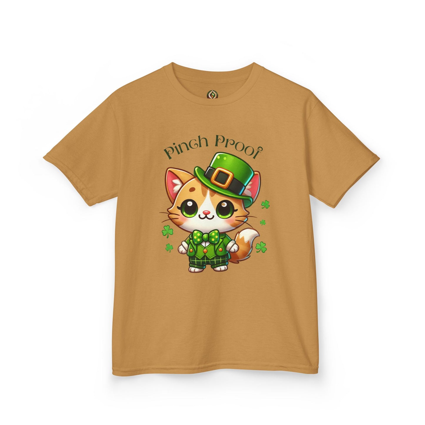 Pinch Proof Youth Heavy Cotton Tee – St. Patrick’s Day Lucky Cat 🍀😺