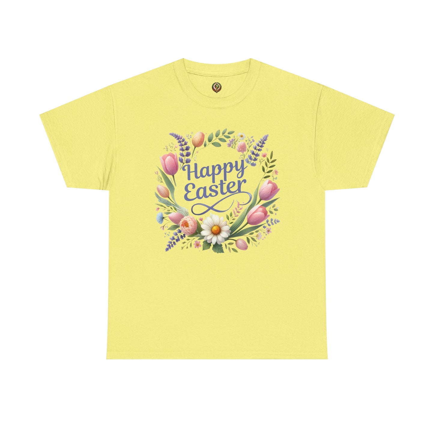 “Happy Easter” – Floral Wreath Unisex Tee 🌸🌿