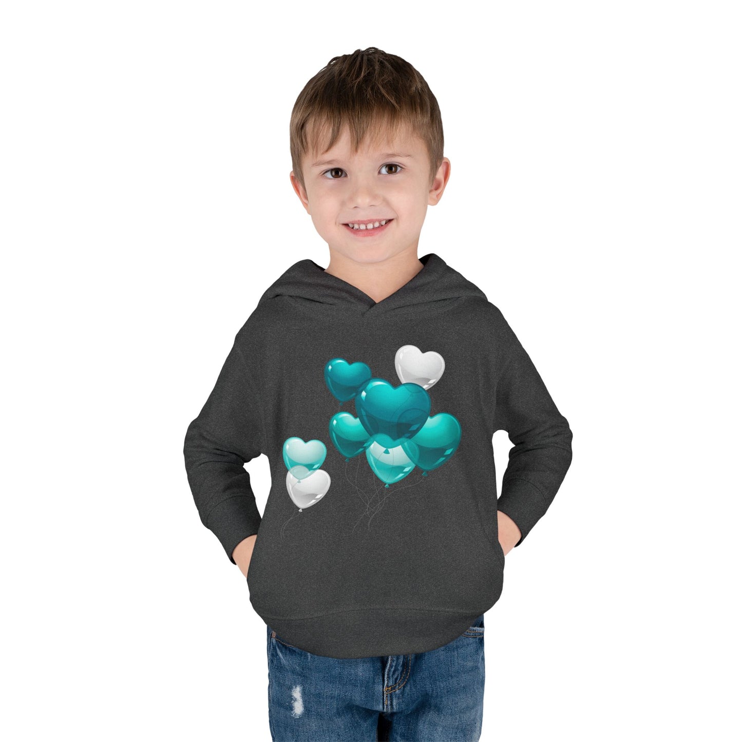 "Heartful Teal Balloons" Toddler Hoodie