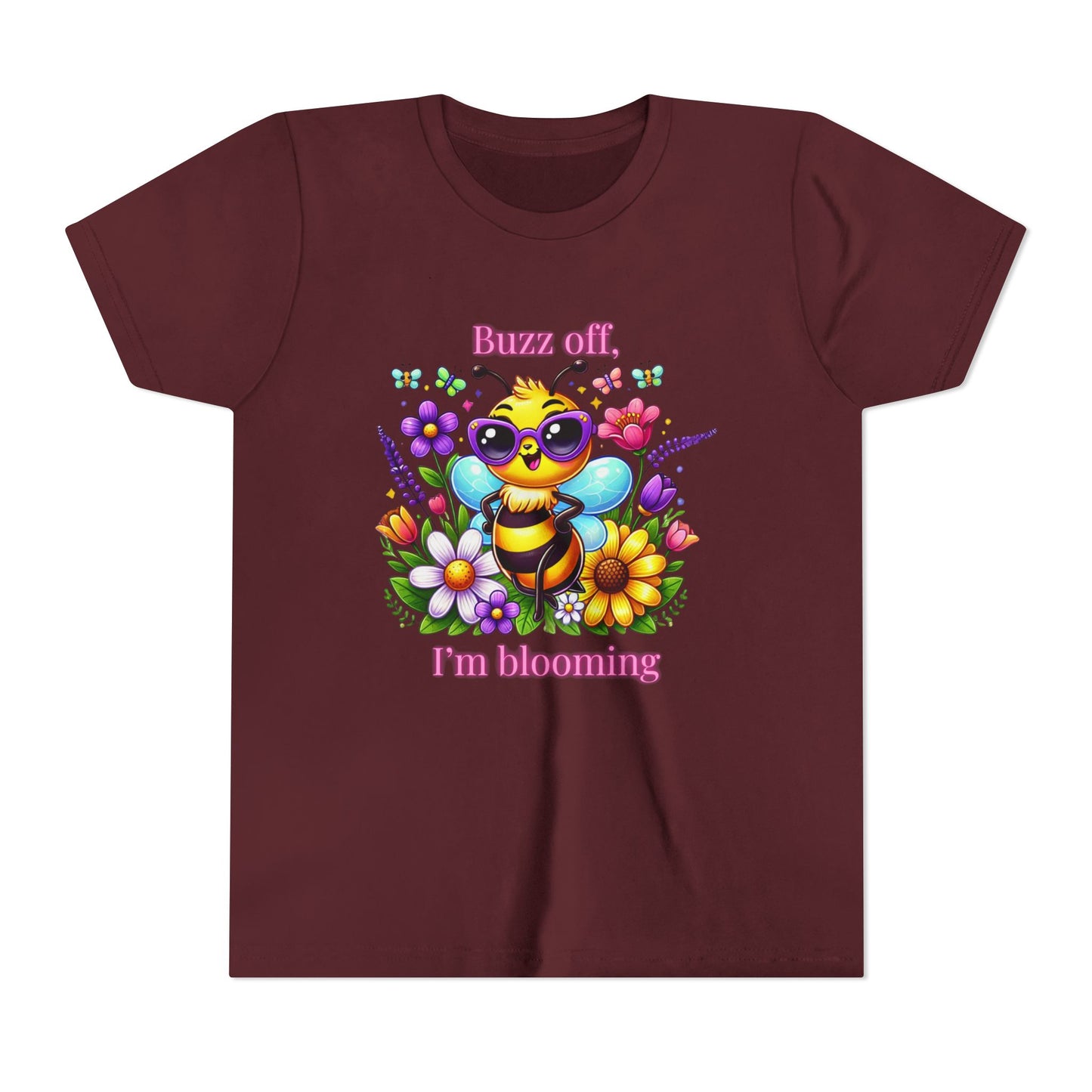 Buzz Off, I’m Blooming–Youth Short Sleeve Tee