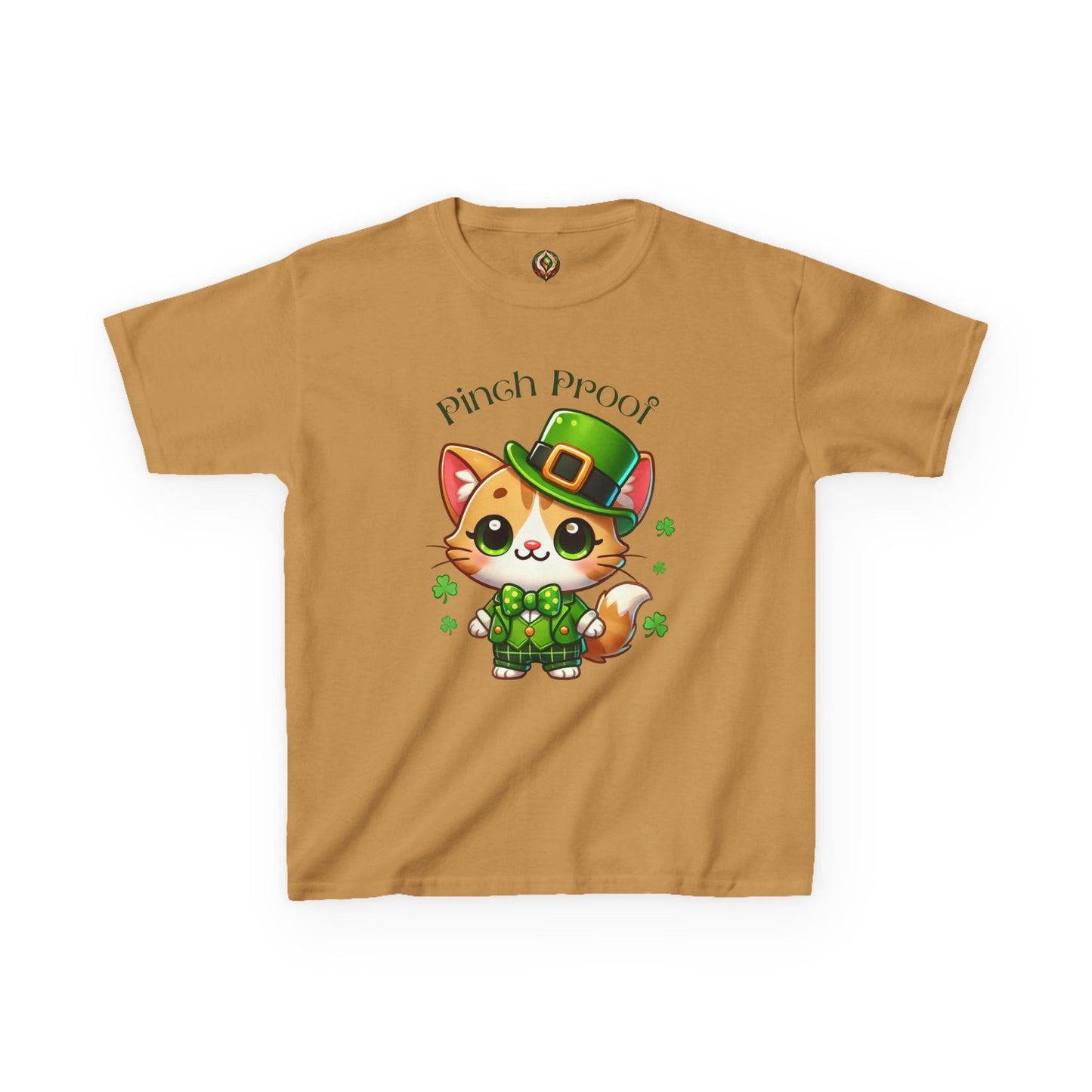 Pinch Proof Youth Heavy Cotton Tee – St. Patrick’s Day Lucky Cat 🍀😺