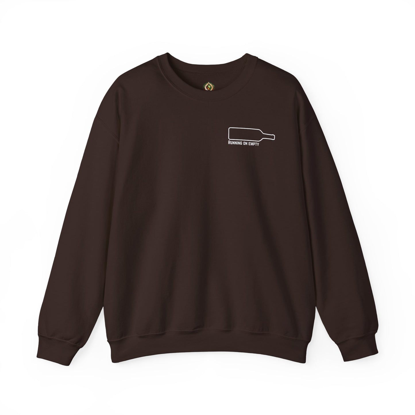 "Running on Empty" Unisex Crewneck Sweatshirt (Dark Humor Edition)