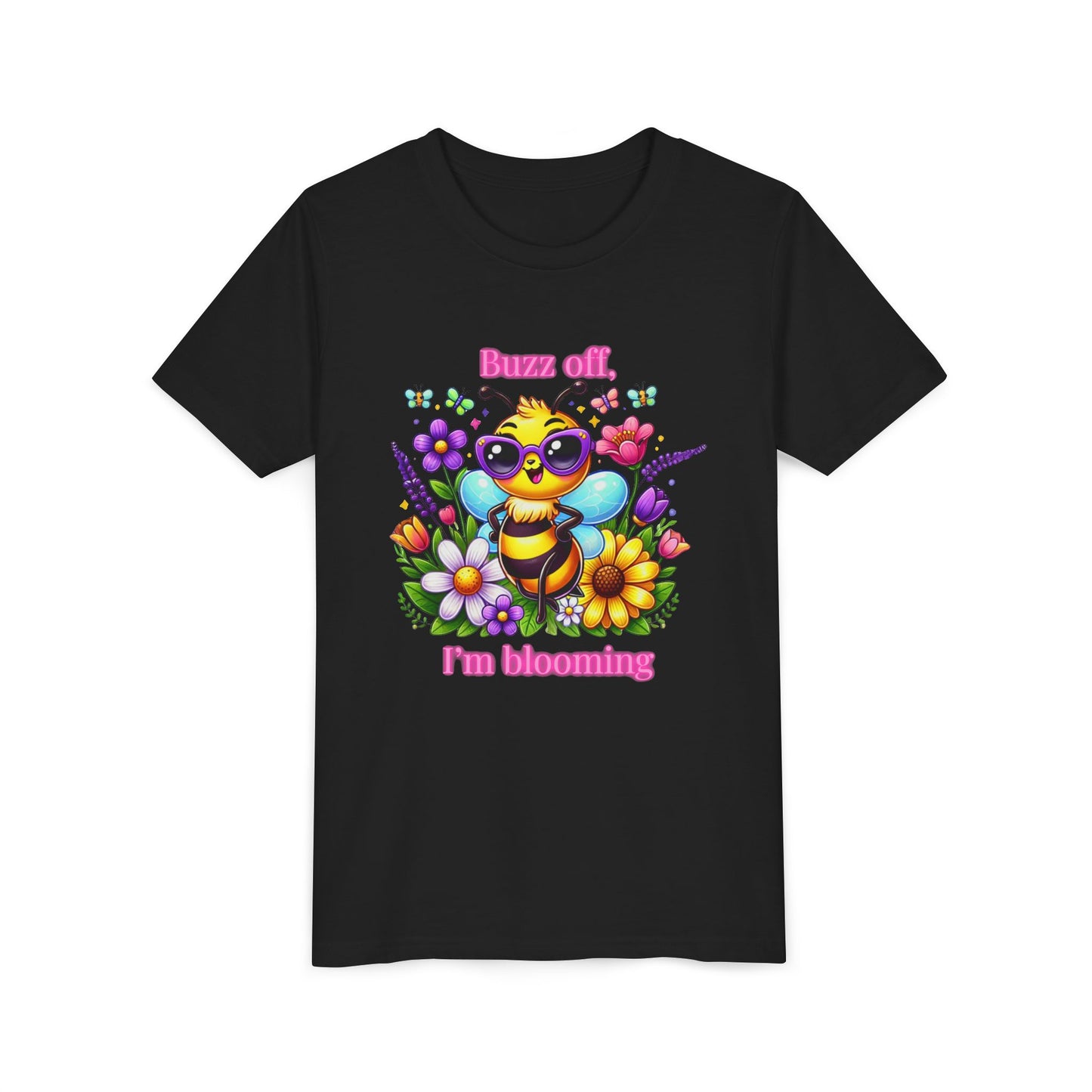 Buzz Off, I’m Blooming–Youth Short Sleeve Tee