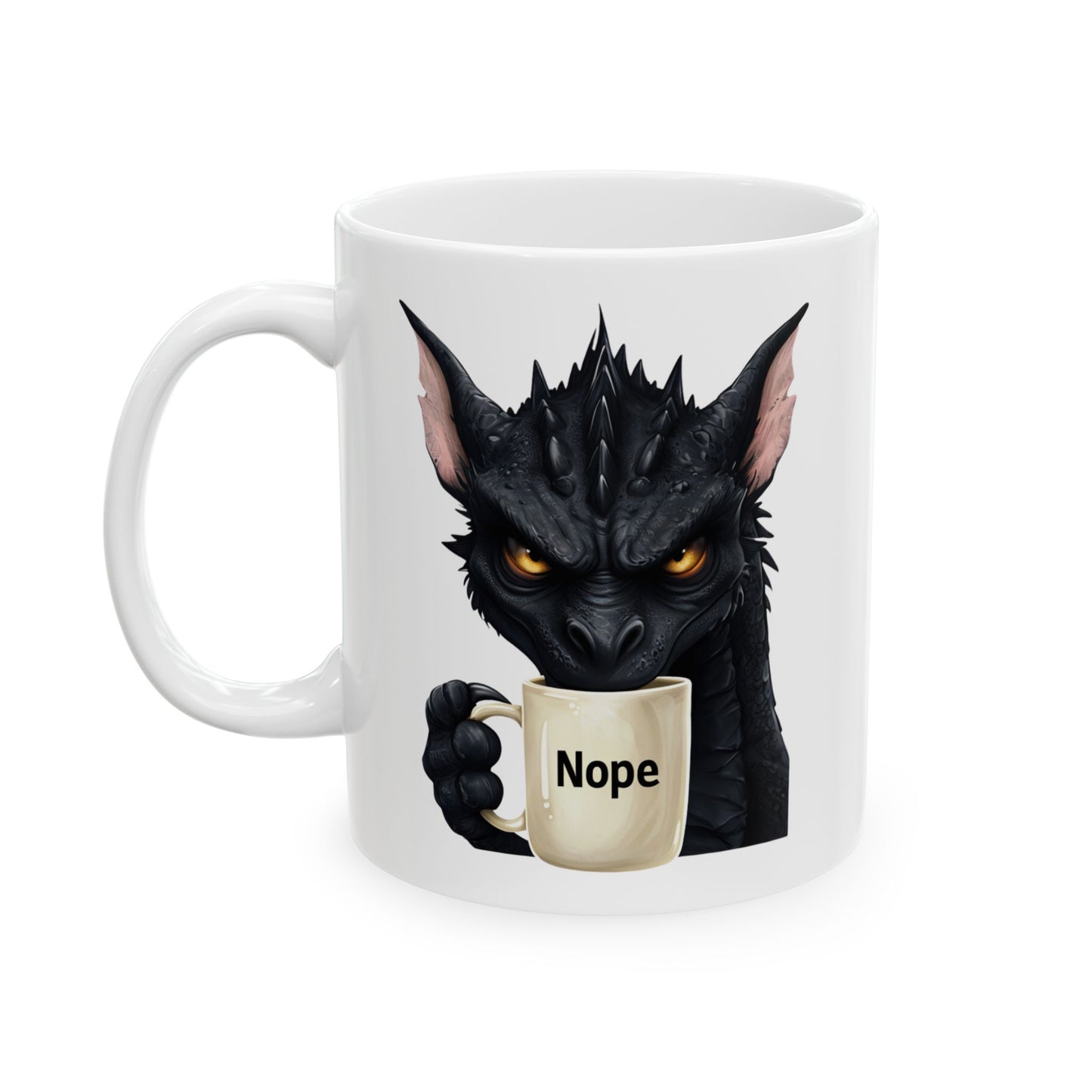 Nope Dragon Ceramic Mug β Powered by Caffeine & Zero Tolerance βπ (11oz, 15oz)