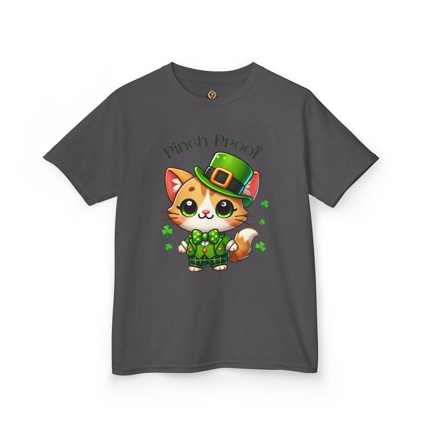 Pinch Proof Youth Heavy Cotton Tee – St. Patrick’s Day Lucky Cat 🍀😺