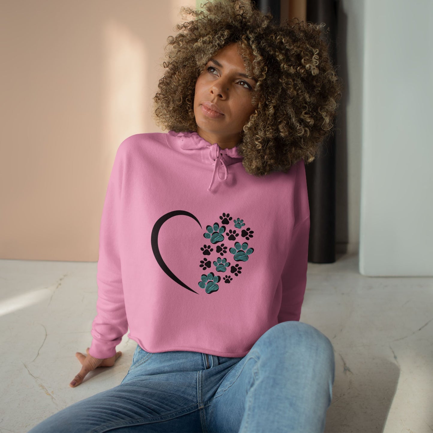 "Paws & Love" Cropped Hoodie