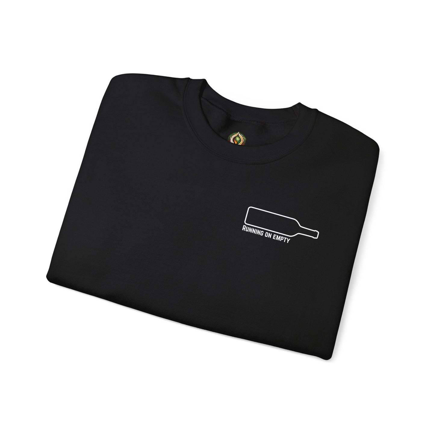 "Running on Empty" Unisex Crewneck Sweatshirt (Dark Humor Edition)