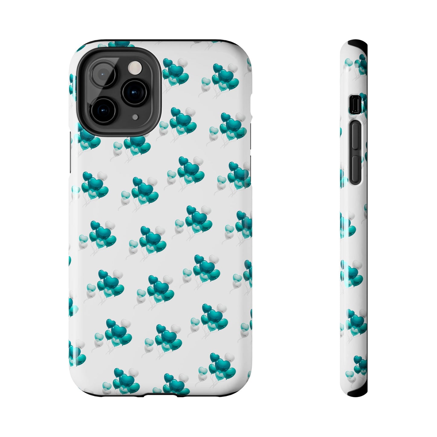 "Teal Heart Balloons" Tough Phone Case