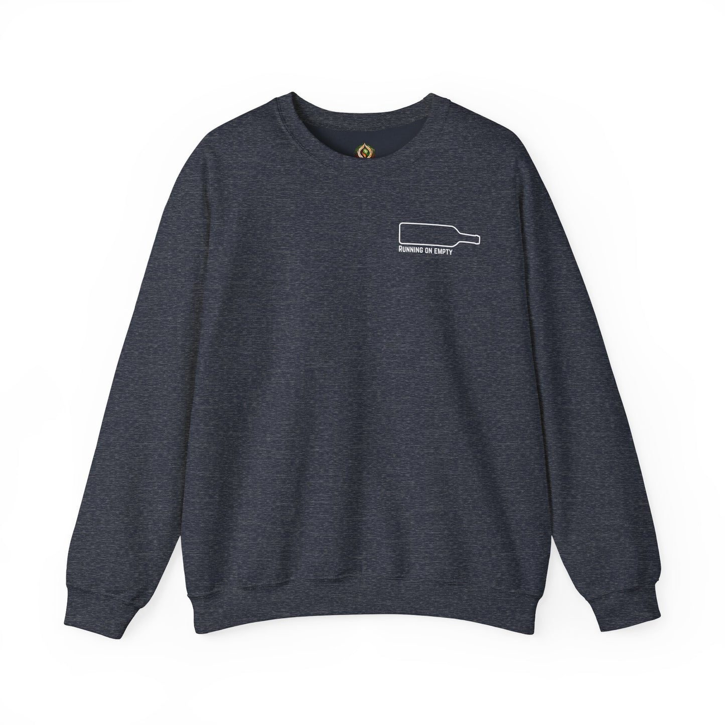"Running on Empty" Unisex Crewneck Sweatshirt (Dark Humor Edition)