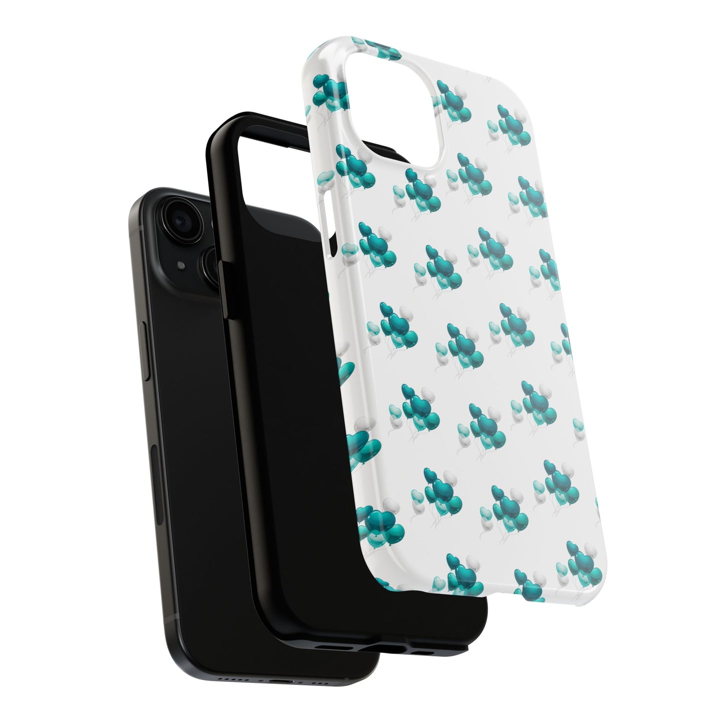 "Teal Heart Balloons" Tough Phone Case