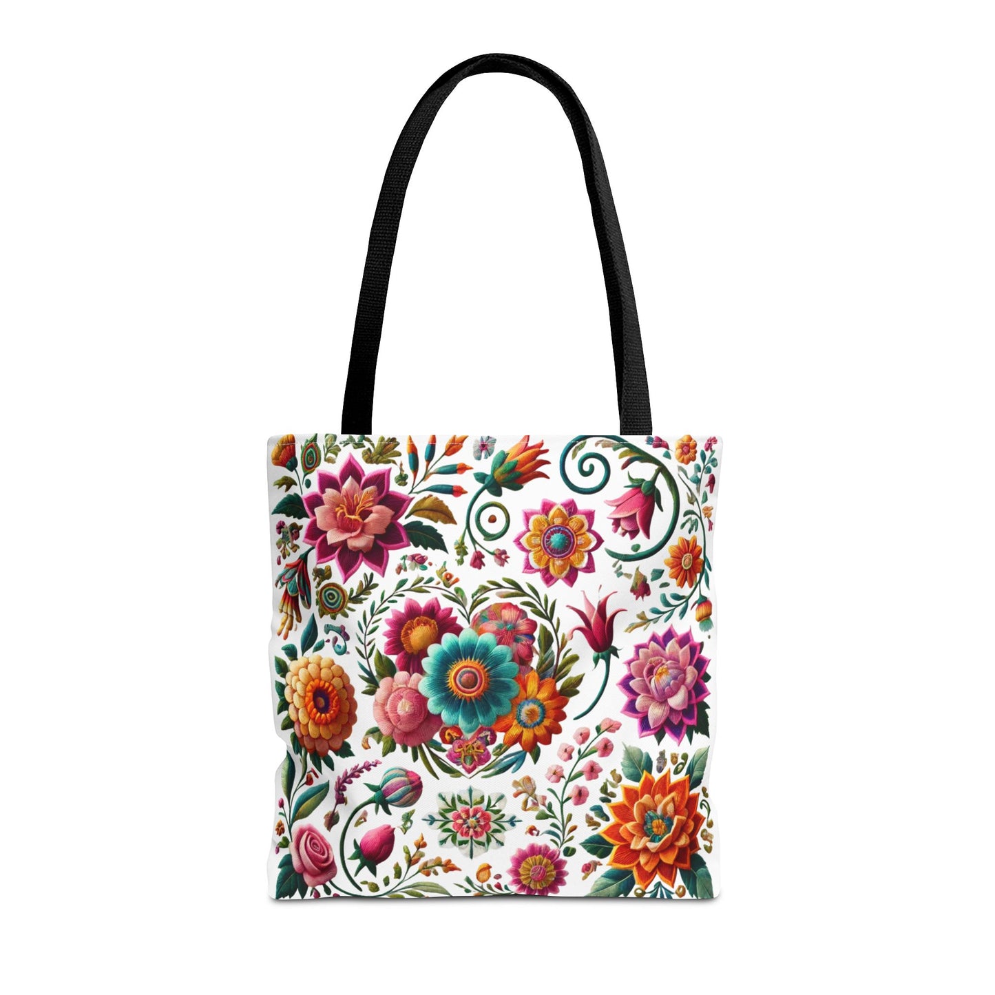 Vibrant Blooms Floral Embroidered-Style Tote Bag ๐ธ ๐ฟ