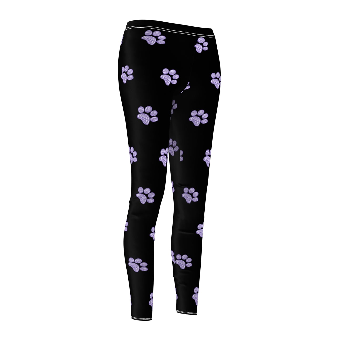 Paw-sitively Perfect Leggings – Black & Lavender Paw Print