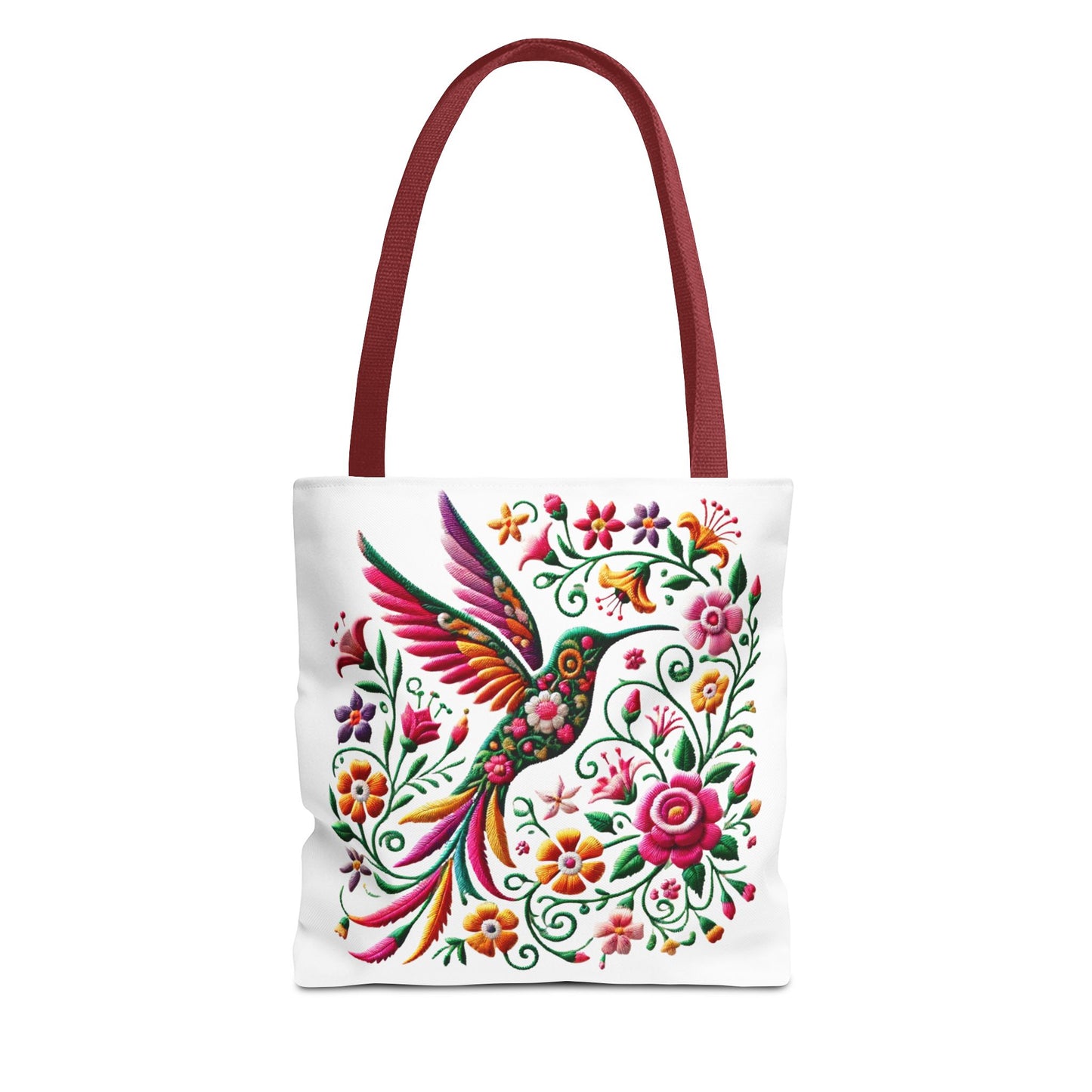 Hummingbird & Floral Embroidered-Style Tote Bag 🌸✨