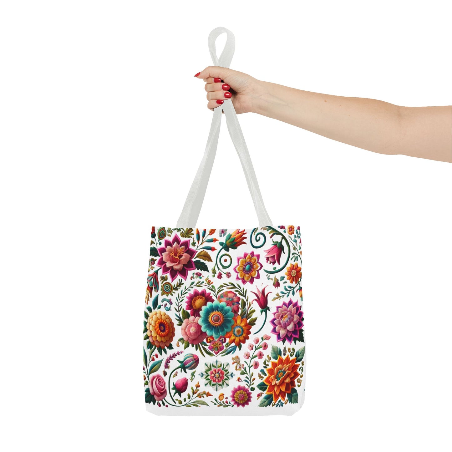 Vibrant Blooms Floral Embroidered-Style Tote Bag ๐ธ ๐ฟ