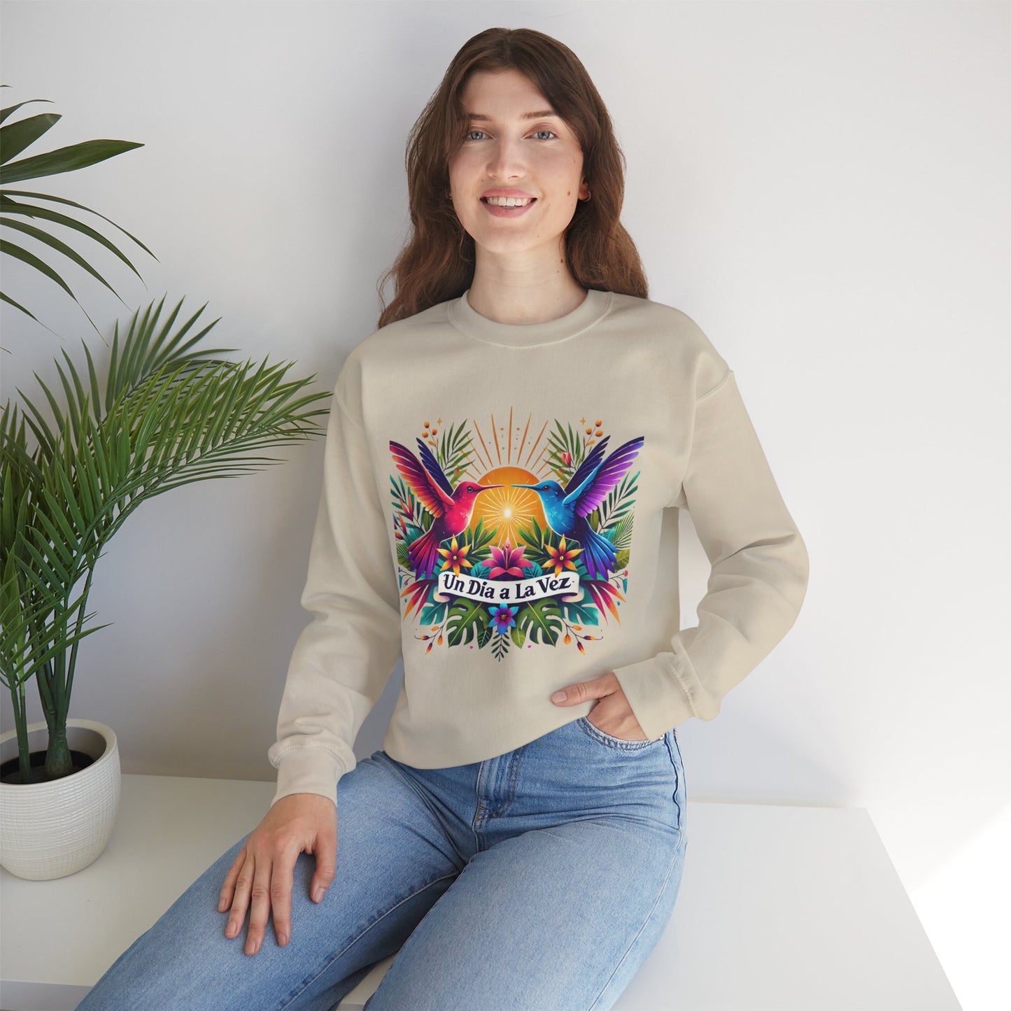 "Un Día a La Vez" Tropical Sunrise Crewneck Sweatshirt