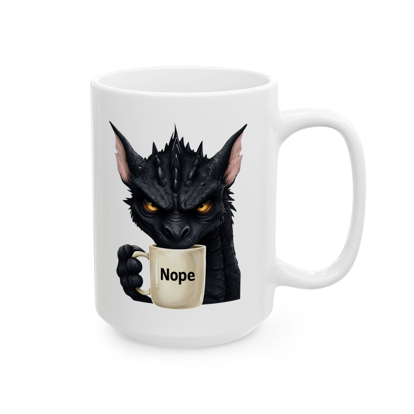Nope Dragon Ceramic Mug β Powered by Caffeine & Zero Tolerance βπ (11oz, 15oz)