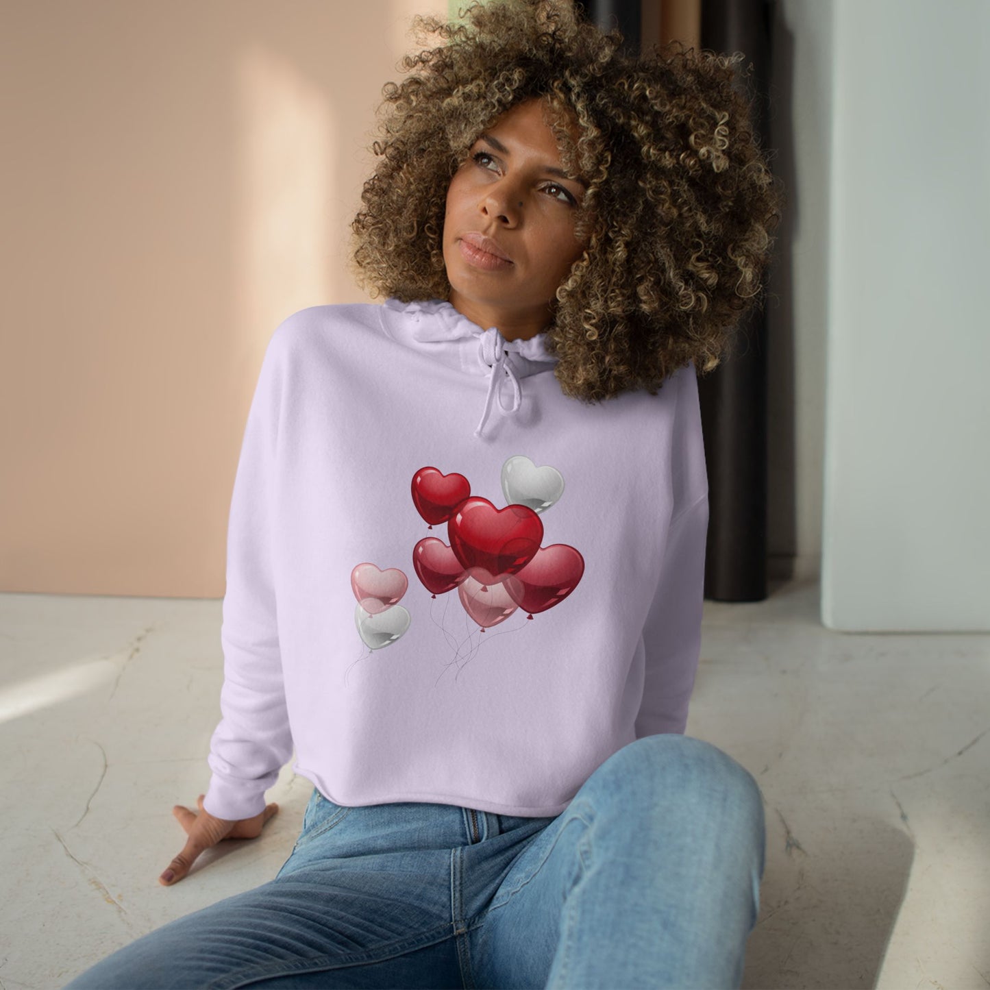"Heart Balloons" Women’s Cropped Hoodie