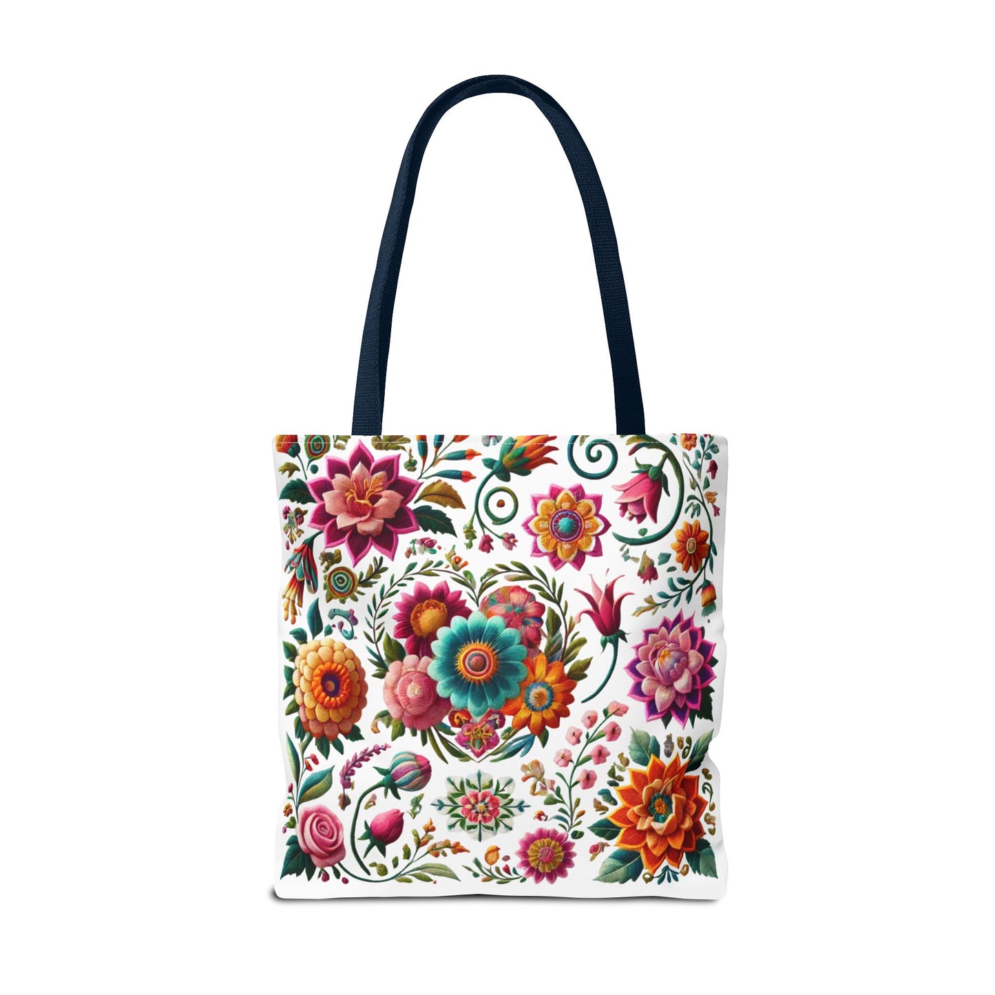 Vibrant Blooms Floral Embroidered-Style Tote Bag ๐ธ ๐ฟ