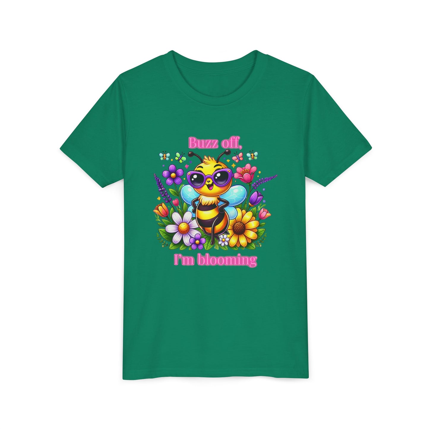 Buzz Off, I’m Blooming–Youth Short Sleeve Tee