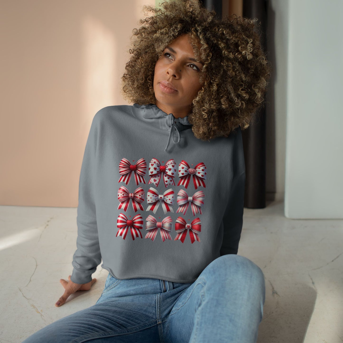 "Bowtifully Festive" Cropped Hoodie