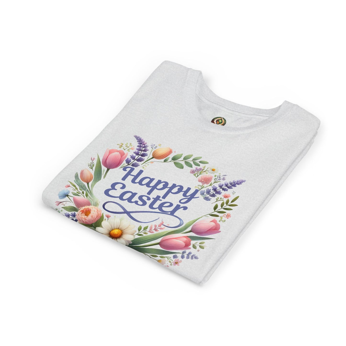 “Happy Easter” – Youth Floral Wreath Tee 🌼👕
