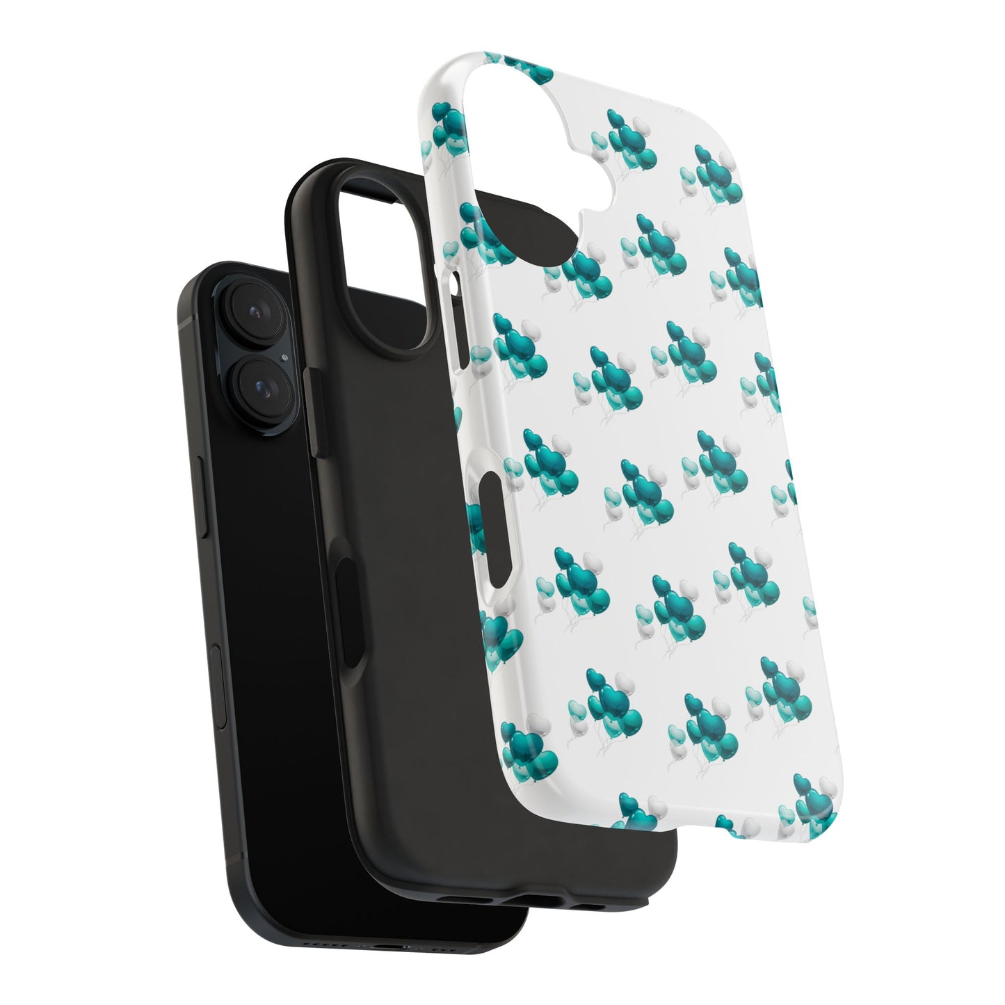 "Teal Heart Balloons" Tough Phone Case