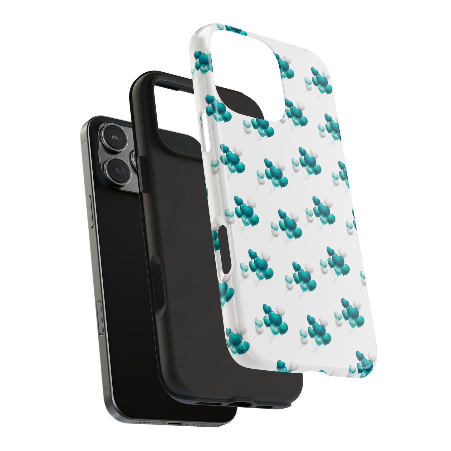 "Teal Heart Balloons" Tough Phone Case
