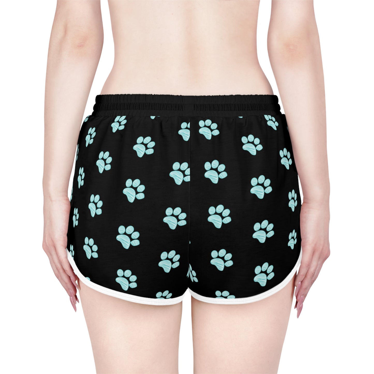 Pawfectly Chill Women's Relaxed Shorts – Teal Paw Print