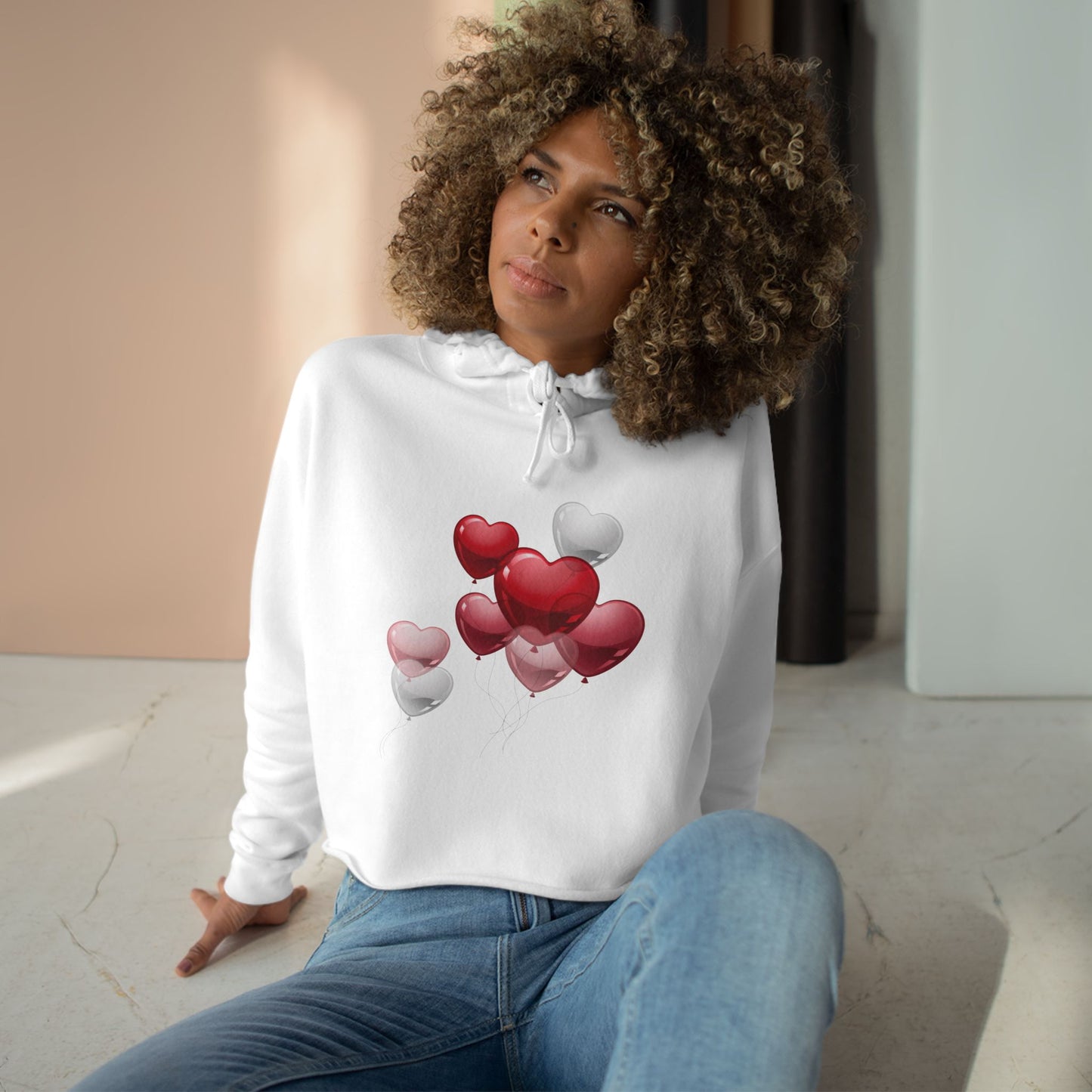 "Heart Balloons" Women’s Cropped Hoodie