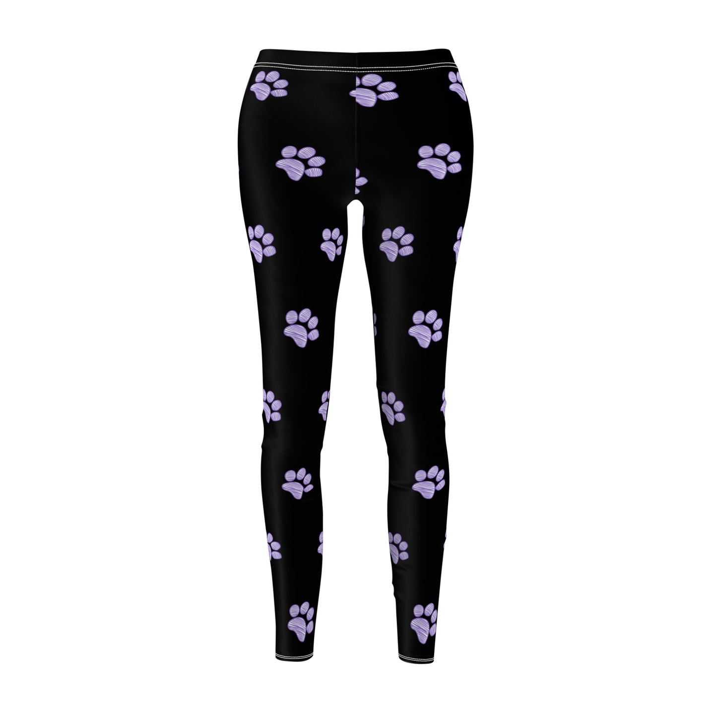 Paw-sitively Perfect Leggings – Black & Lavender Paw Print