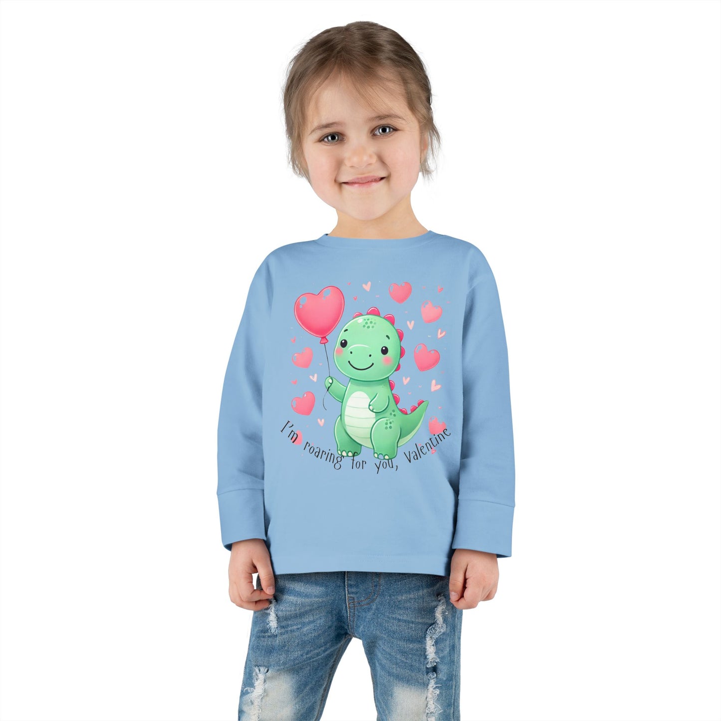"I'm Roaring for You, Valentine" Toddler Long Sleeve Tee