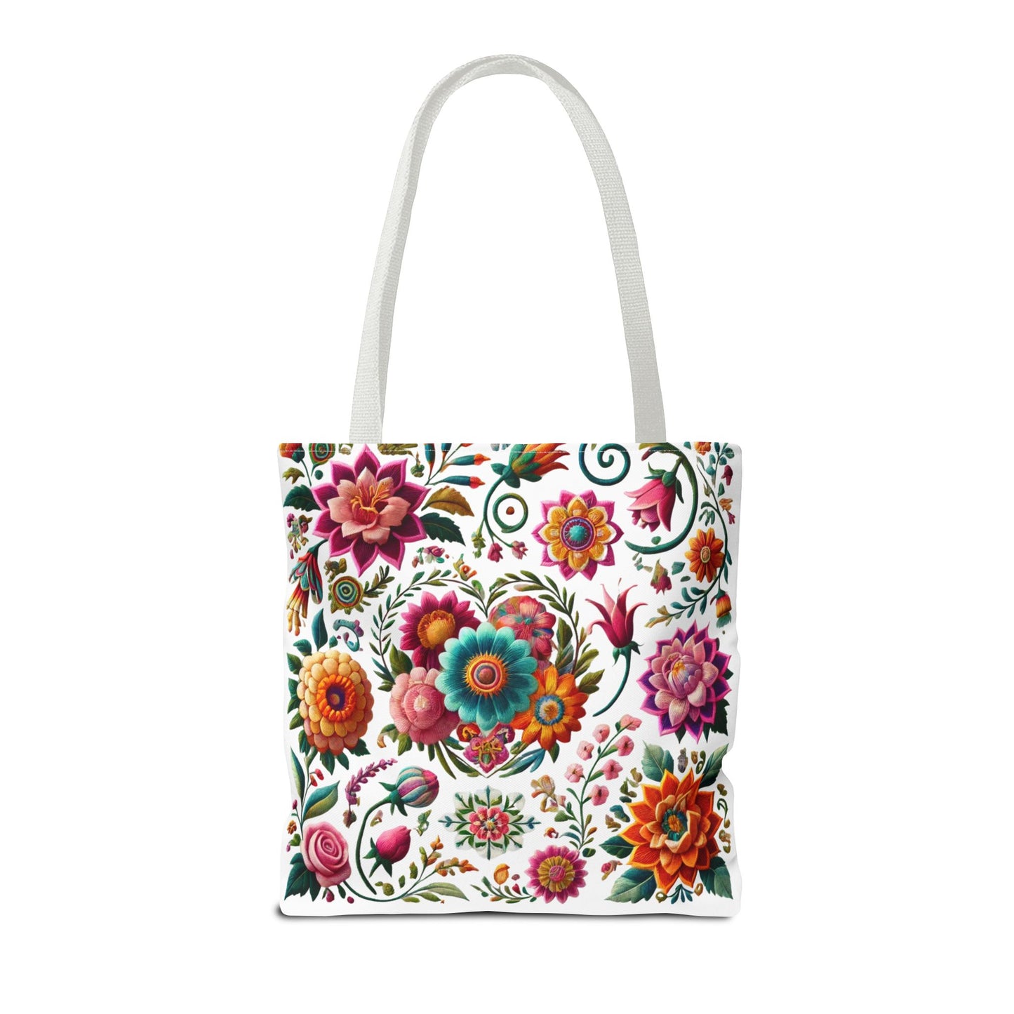 Vibrant Blooms Floral Embroidered-Style Tote Bag ๐ธ ๐ฟ