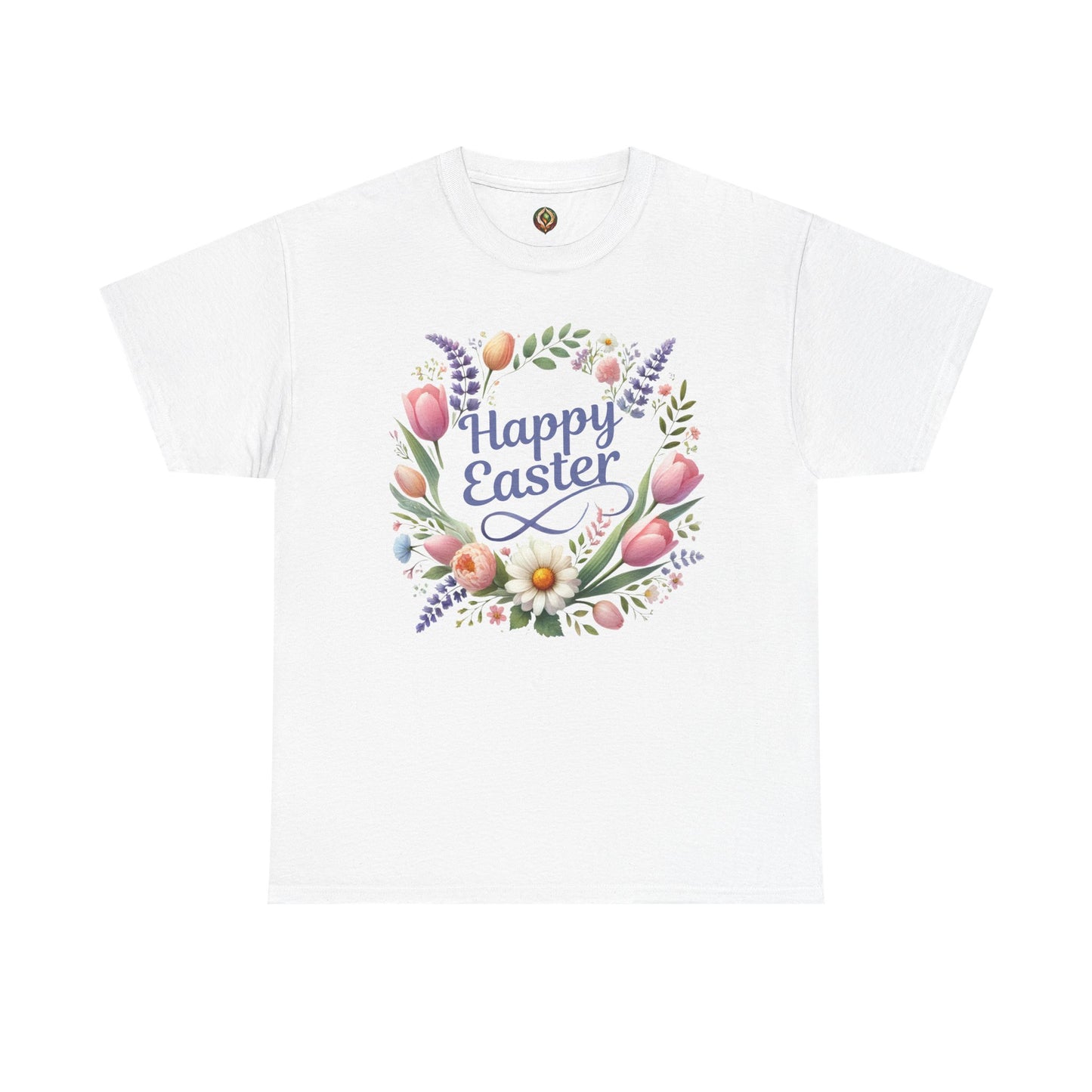 “Happy Easter” – Floral Wreath Unisex Tee 🌸🌿