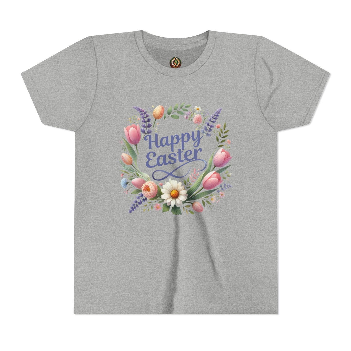 “Happy Easter” – Youth Floral Wreath Tee 🌼👕